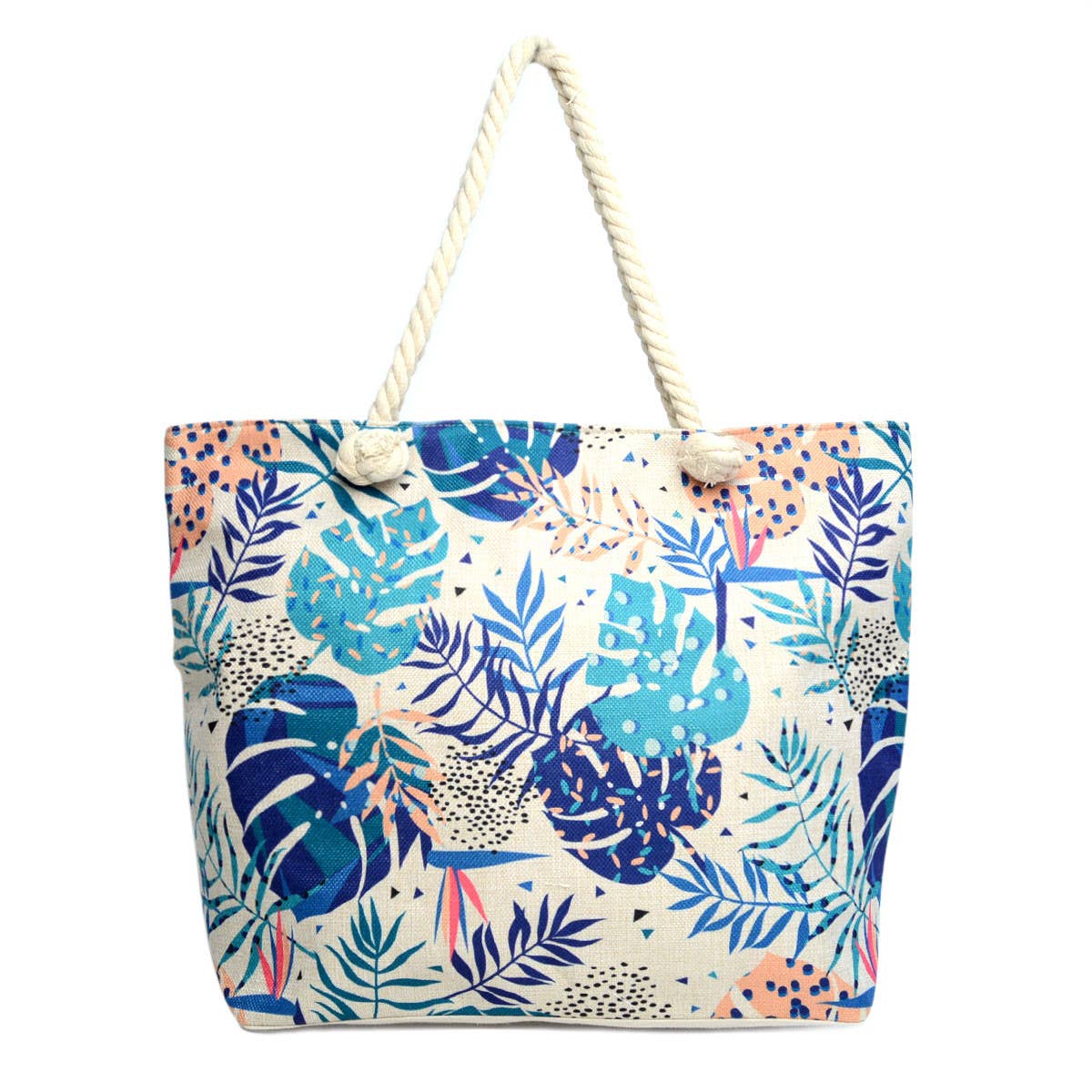 Blue Tropical Leaves Ladies Tote Bag