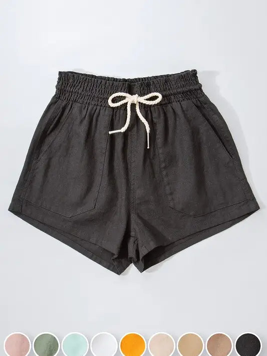 Rope Drawstring Linen Shorts