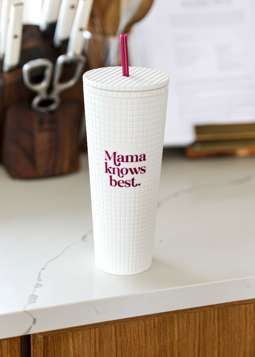 Smooth Textured Tumbler - Mama Knows Best (White)