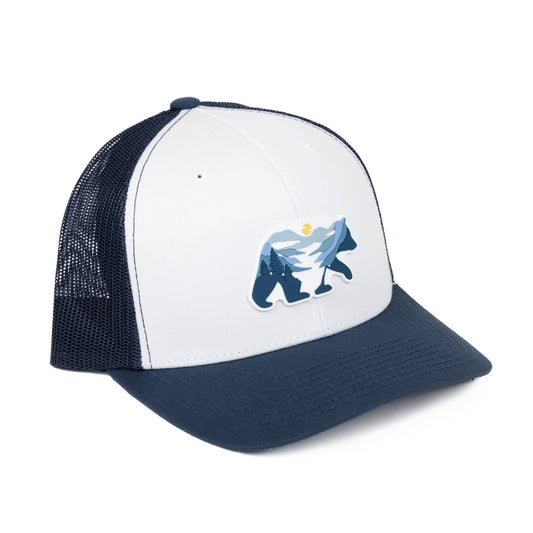 Smokies Bear Trucker Hat: White/ Navy/ Navy